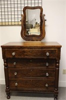 Antique Empire Chest of Drawers and Mirror