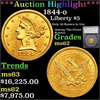***Auction Highlight*** 1844-o Gold Liberty Half E
