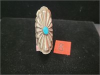 Sterling Stelring Tourquoise Concho Ring sz7