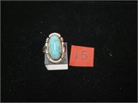 Sterling silver Native American ring Larimar SZ 5