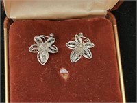 Sterling Silver leaf filagree earrings
