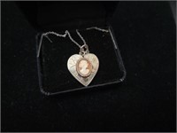 Vintage Silver Cameo heart necklace