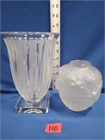 Verlys Frosted Clear Icicle Signed Vase 8"