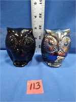 Fenton Pair of Owls  3" tall each
