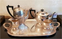 Sheffield Tray Tea & Coffee Set Silver Plate