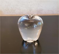 Steuben Signed Crystal Apple Paper Weight