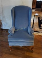 Ethan Allen Blue Padded Wingback Chair