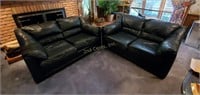 Pair Of Leather Love Seats