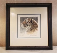 R. Bateman Framed Siberian Tiger Signed #'D Print