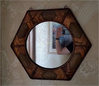 Wicker Six Sided Wall Mirror