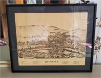 Antique Framed Lithograph Of Afton N Y