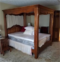 Ornate Wooden 4-Post Bed