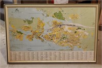 Framed Vintage Russian Map