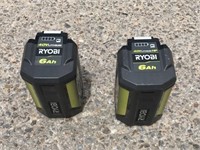(2)pc Ryobi 40V 6ah Cordless Lithium Batteries