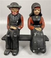Vintage Cast Iron Amish Couple Salt & Pepper
