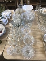 Assorted Glassware, Candy Dishes, Glasses, Vases,