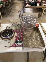 Assorted Glasses, Crock Pot, Punch Set, Beverage D