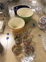 Garfield Mugs & Crate & Barrel Glass Bowls