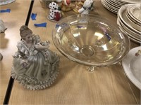 Glass Figurine & Bowl