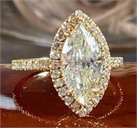 3.50 Cts  Marquise Cut Diamond Halo Ring