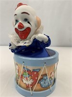 Music box Clown in a bass drum Works great
