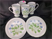 Elegant cups & 2 small serving plates