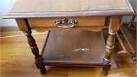 Sprague & Carleton Wood side table w/drawer, &