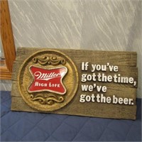 Miller High Life beer sign. Plastic.