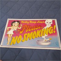 Betty Boop No Smoking metal sign.