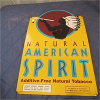 Natural American Spirit Tobacco metal sign.