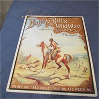 Buffalo Bills wild west metal sign.