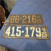 (2)1926 Illinois License plates.