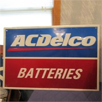 AC Delco Batteries embossed metal sign.