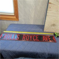 Rolls Royce Ave metal embossed sign.