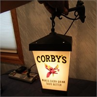 Lighted Corby's whiskey sconce beer sign.