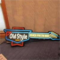 Old Style beer lighted guitar sign.