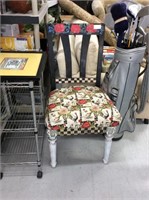 Hand decorated roses and roosters chair