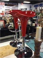 Set of two red barstools