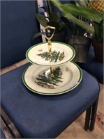 Two-tier Christmas serving dish