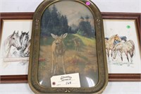 Antique Deer Framed Picture