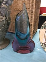 Purple and blue blown glass vase