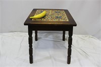Vintage Tile Top Wood Side Table
