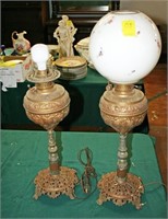 Pr. Cast & Brass Banquet Table Lamps-1 Globe Miss.