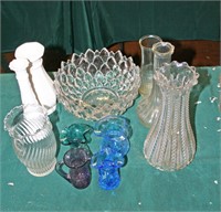 Crackle Glass Pitchers, Glass Bowl, Vases