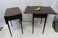 Pair of Vintage Side Tables with Drop Leaf Sides