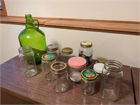 Canning Jars, Green Glass, Jug