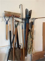 Broom, Post Hole Digger, Rake, Rope