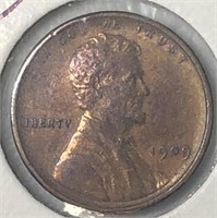 1909 VDB Lincoln Cent MS63Red Brown