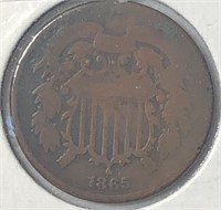 1865 2 Cent Piece VG