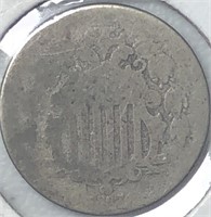 1867 Shield Nickel No Rays AG